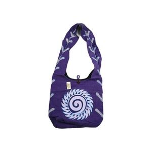 Shop Therapy Boho Hippie Handbag Heavy Cotton Knit Purple Graphic Print New